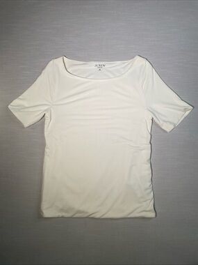NWT J. Crew Women's Ivory Form Knit Elbow Sleeve Plain Casual T-Shirt Size M